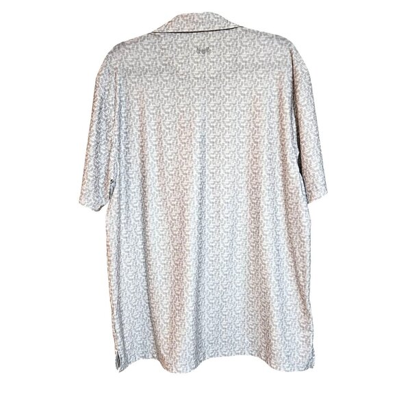 Hickey Freeman Men's Gray Patterned Golf Polo Shirt L/G Polyester Spandex - Picture 2 of 12